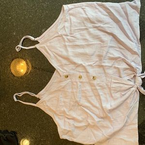 Lavender cropped linen tank